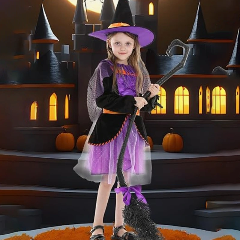Storybook Character Day Kids Witch Costume With Lace Trim